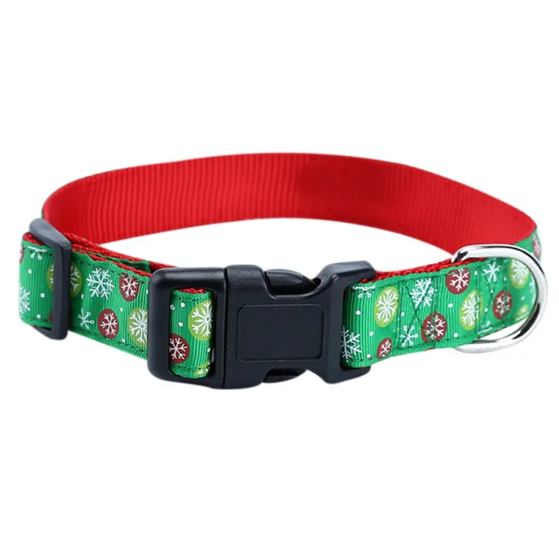 Christmas Dog Collar Adjustable XMAS Printed Boy Girl Collar Nylon Necklace Puppy Gift Small Dog Chihuahua