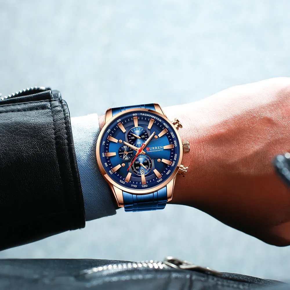 CURREN Neue Herren Uhren Quarz Business Wasserdichte Uhr Mann Uhren Top Marke Luxus Armbanduhr Männer Chronograph Reloj Hombre – Detail 19