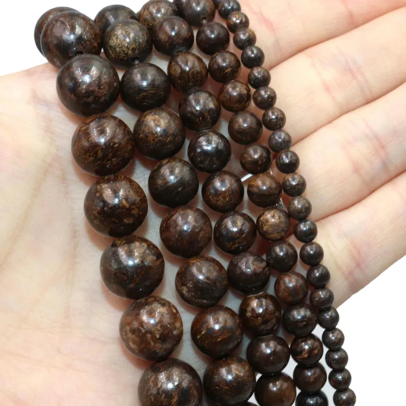 Wholesale Natural Bronzite Stone Round Spacer Loose Beads For Jewelry Making DIY Bracelets Necklace Material 4 6 8 10 12mm