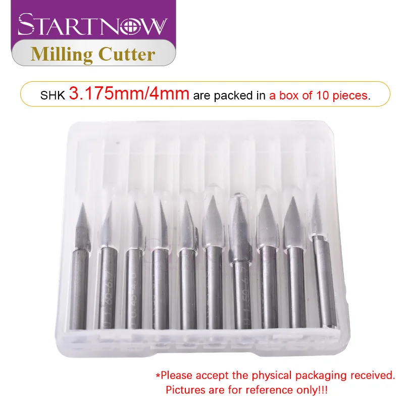 Startnow 10PCS Flat Bottom Engraving Cutter Bits CNC Router Bit Tungsten Steel Milling Cutter For Double Color Board PVC Acrylic