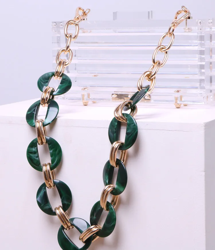 

Acrylic chain fashion high-end messenger shoulder bag decorative chain vintage green resin chain accessories