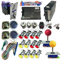 3D Pandora Saga EX2 10000 in 1 Arcade Game Box DIY Kit Joystick Led Lights Push silver Button Retro arcade Cabinet 2 Players