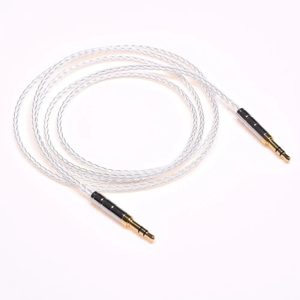 銀メッキヘッドフォンケーブル,1.2m, 4フィート,3.5mmオスから3.5mm,8コア