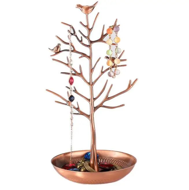 High Level Jewelry Display Stand Rack Tree Bird Stand Iron Necklace Earring Holder Bracelet jewellery Fashion Organizer 5 Colors