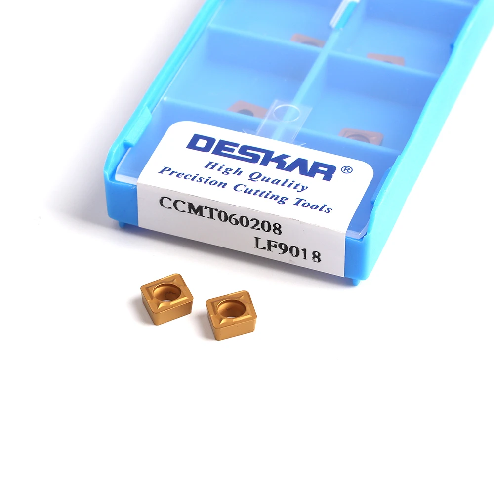 DESKAR Ban Đầu CCMT060204 Carbide Lưỡi Dao CCMT09T304 CCMT09T308 CCMT060208 LF9018 Dụng Cụ Xoay Tích Thép Dụng Cụ Xoay Lưỡi Dao