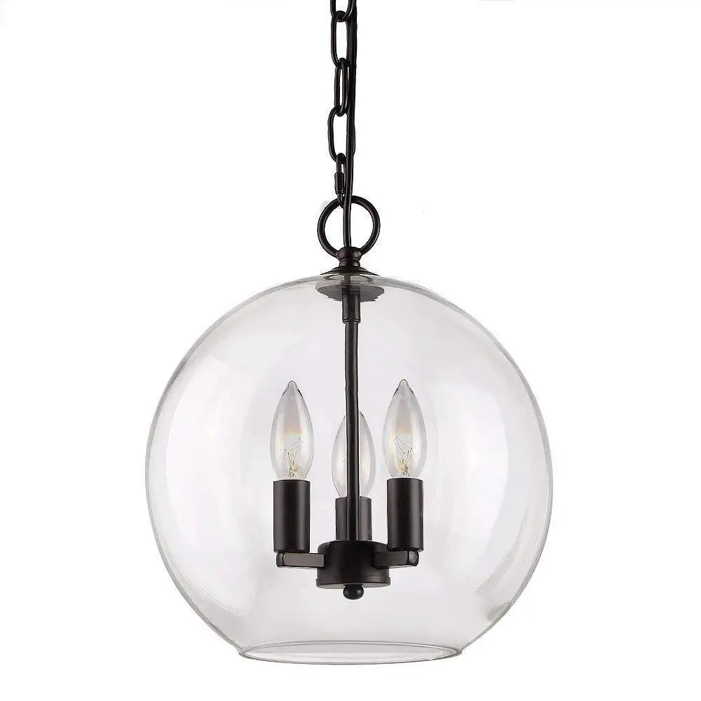 

American Loft Creative Glass Ball Pendant Lamp For Living Room Cafe Bedroom Dining Indoor Hanging Lamp Fixture 3xE14