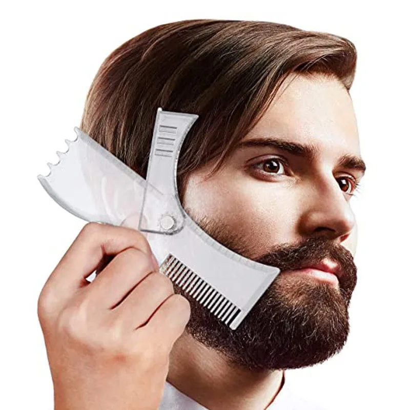 2 In 1 Men Beard Shaping Styling Template Comb Rotatable Men's Beards Combs Beauty Tool for Hair Beard Trimming Moustache Comb