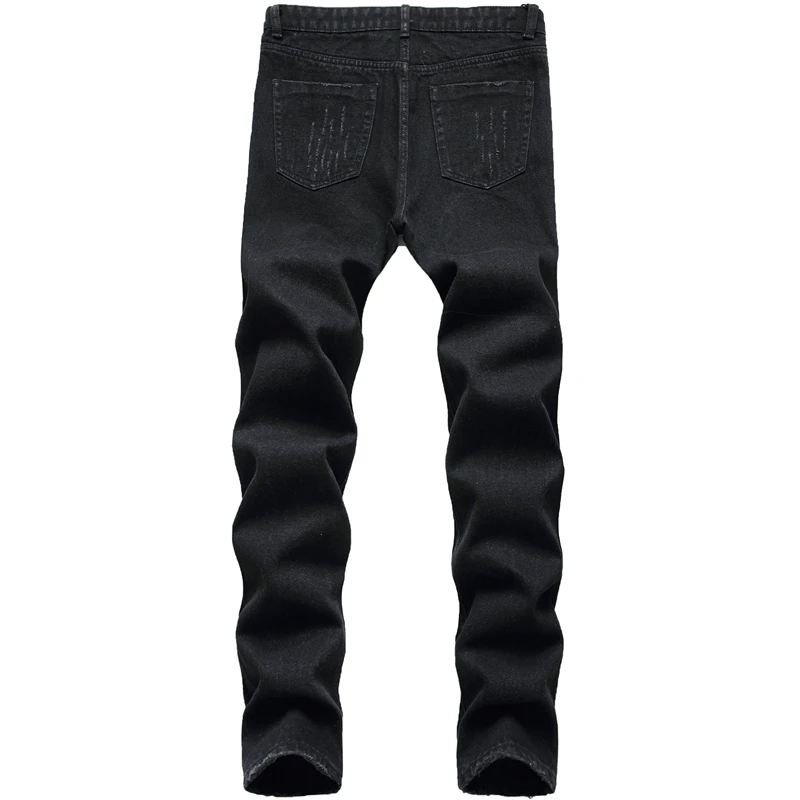 Summer Men Thin Trend Handsome Daily Straight Simplicity Jeans Hole Casual Elastic Force Fashion Black Jeans Trousers Male Brand