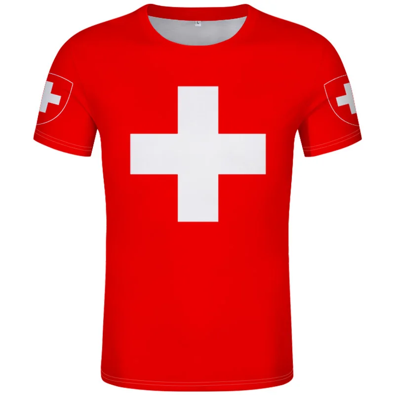 Switzerland T Shirt Name Number Che T-Shirt Nation Flags Photo Clothing Red Print Diy Free Custom Made Jersey Casual Short Ch