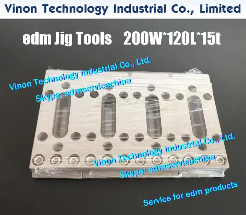 edm Jig Tools 200Wx120Lx15tx5 M8 screw hole (4 eyes), stainless steel Jig Holder Wire EDM Extensions Clamp 200x120mm