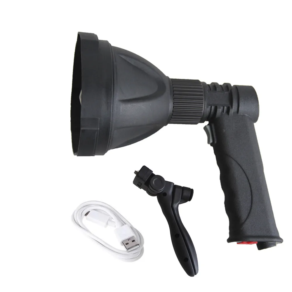 Lightweigh Powerful 10W LED Handheld Flashlight USB Rechargeable  Torch Hunting Portable Lantern Searchlight Spot Beam Lamp