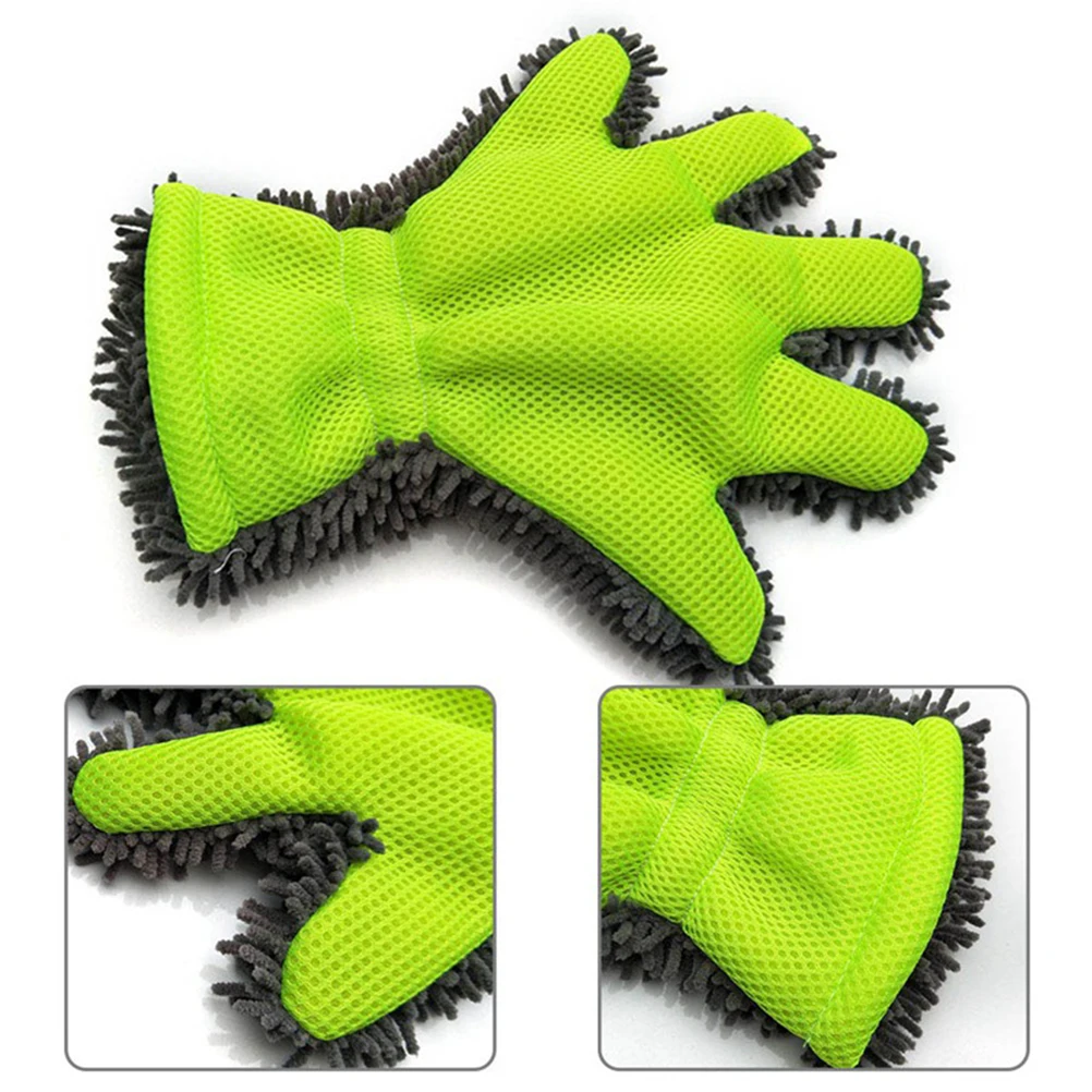 2021 Univrsal Car Washing Gloves Chenille Five Fingers Car Wash Gloves Microfiber Finger Gloves Cloth Auto Car Cleaning Tools