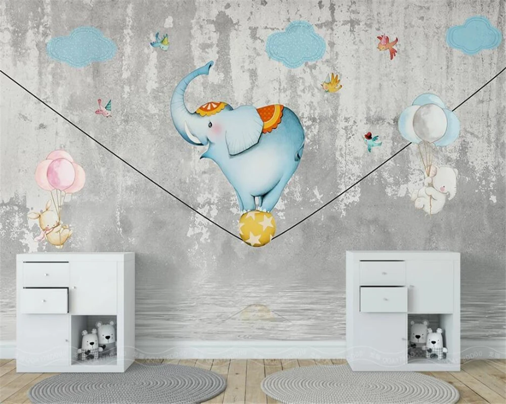 

Customized large wallpaper 3D papier peint mural hand-painted cartoon circus elephant children's room TV background wall paper