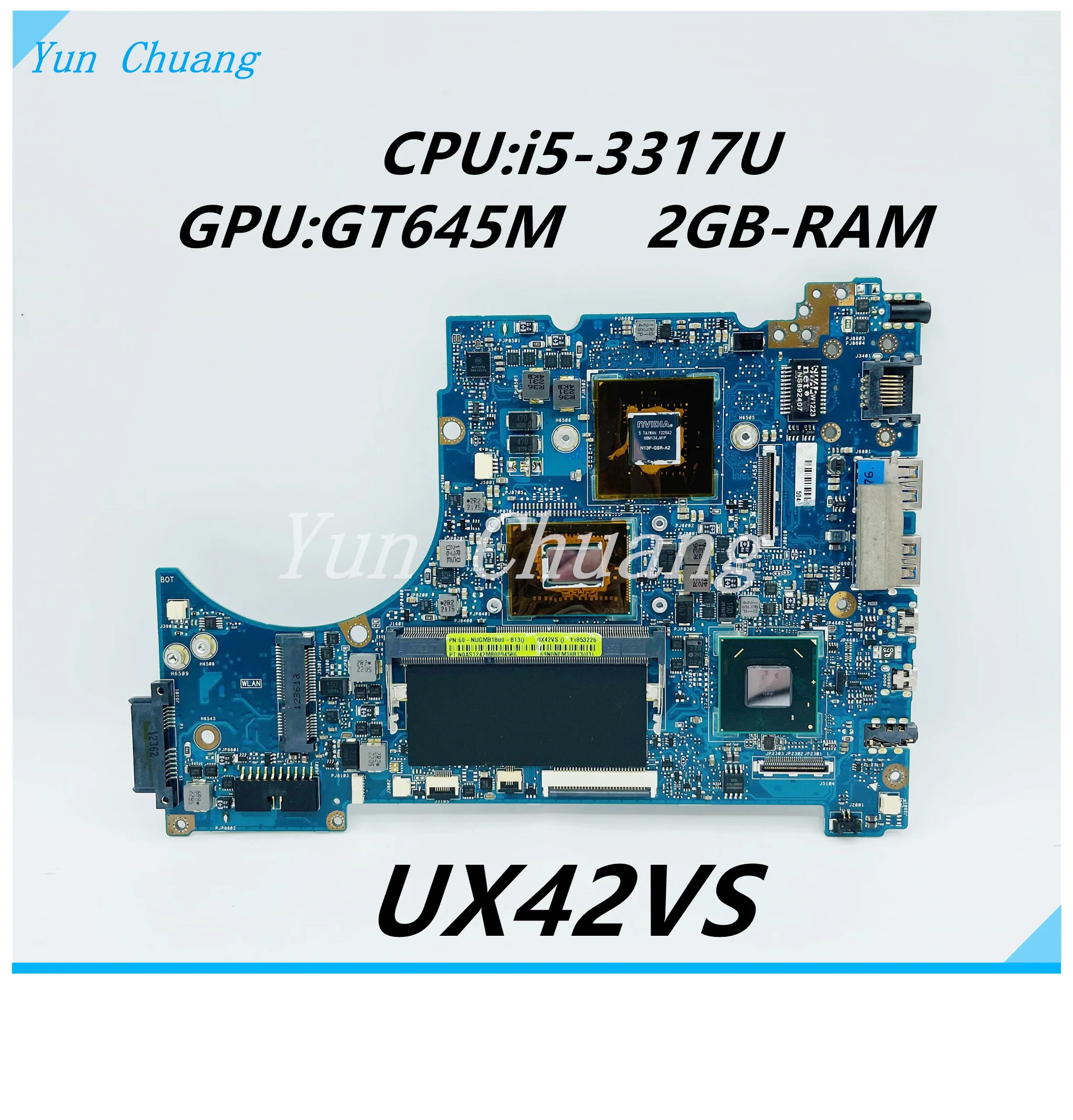 

UX42VS Laptop Motherboard For ASUS UX42VS UX42V Original Mainboard With i5-3317U CPU GT645M GPU 2GB-RAM 100% test work