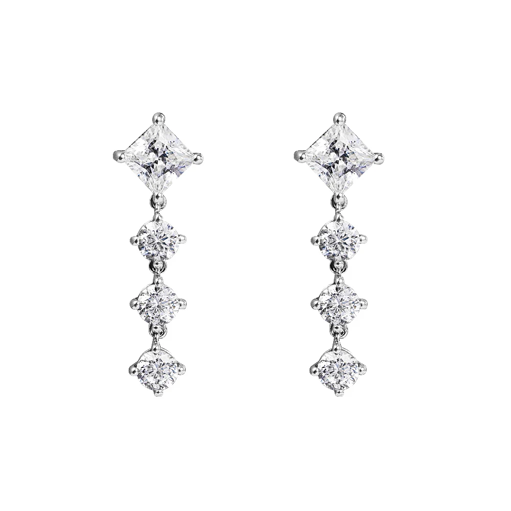 

2021 Trend Earrings for Women Fine 925 Sterling Silver Earrings Clear CZ Jewelry Golden Shine Drop Earrings Female Jewelry