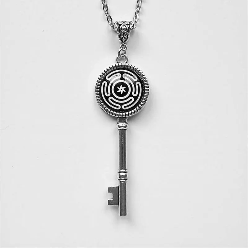 Classic The Key of Solomon Magic Array Necklace Black Stainless Steel Lemegeton Key Witchcraft Amulet Jewelry Accessories