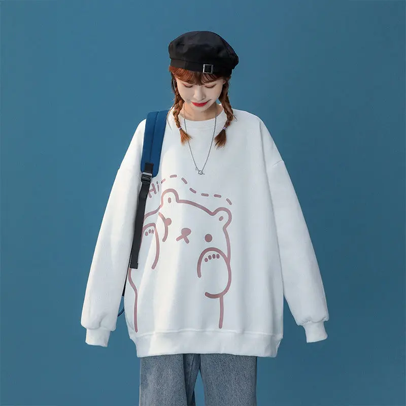 

Harajuku Aesthetic Bear Anime Hoodie Women Korean Version of the Sweet Cool Jacket Thin Wild Jacket Ins Kawaii Crewneck