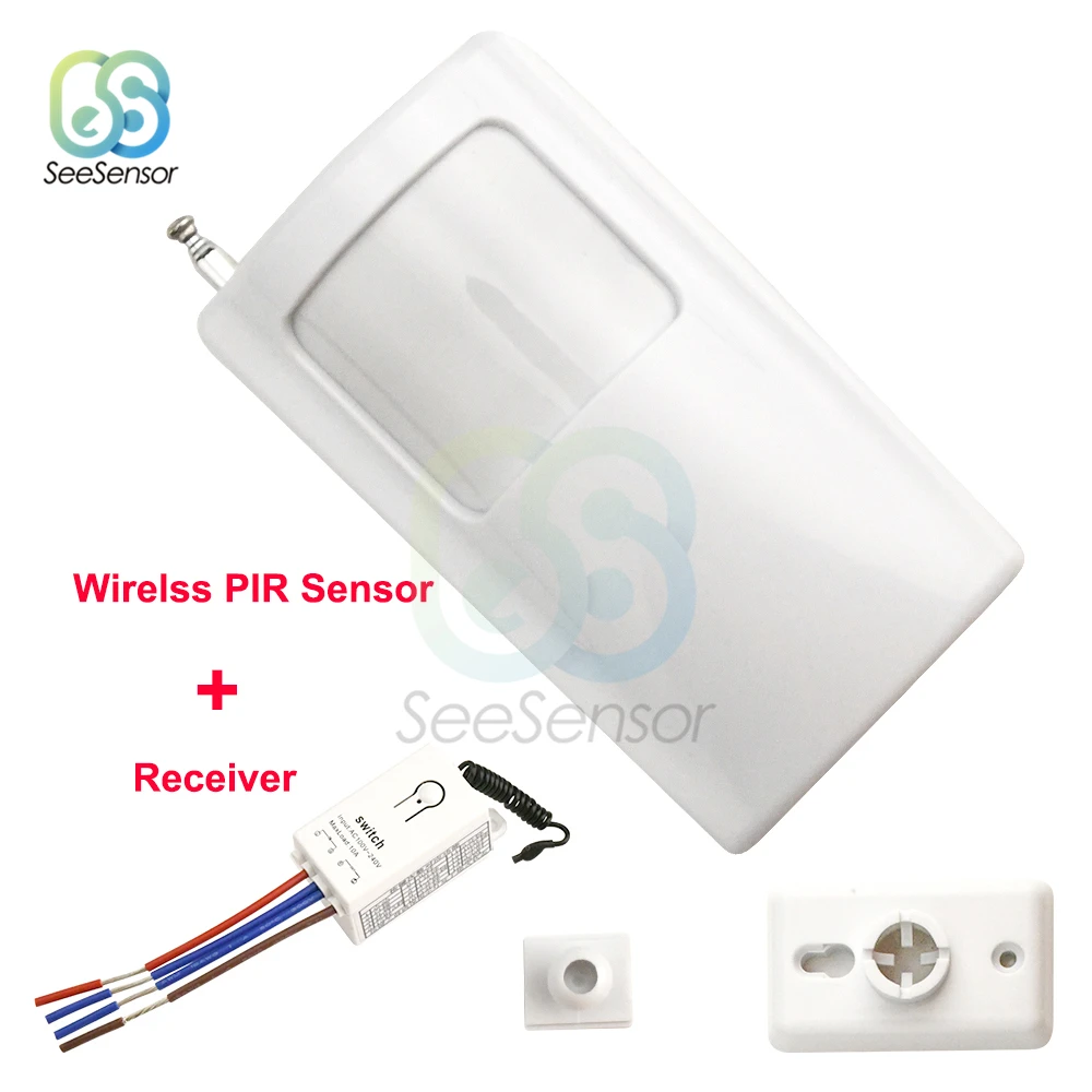 

AC 100-240V Wireless Human Body Infrared Detector PIR Motion Sensor Switch + Receiver For 433MHz Wifi / GSM / PSTN Home Security