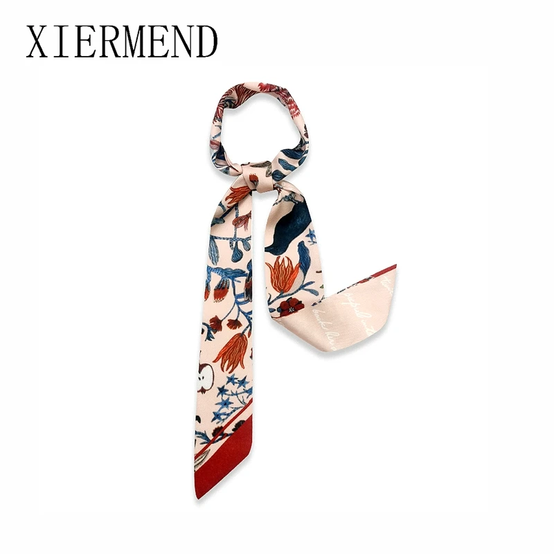 

2021 new small silk scarves tied spring and autumn period Korea bag skinny scarf women with ribbon small scarf