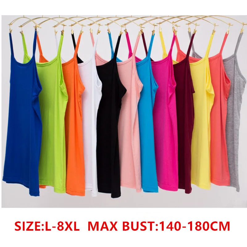 Women Tank Top Summer White Sexy Girl 7XL 8XL Black Tee Shirt Femme Plus Size 4XL 5XL 6XL Tops Modal Underwear Mujer Camis Vest