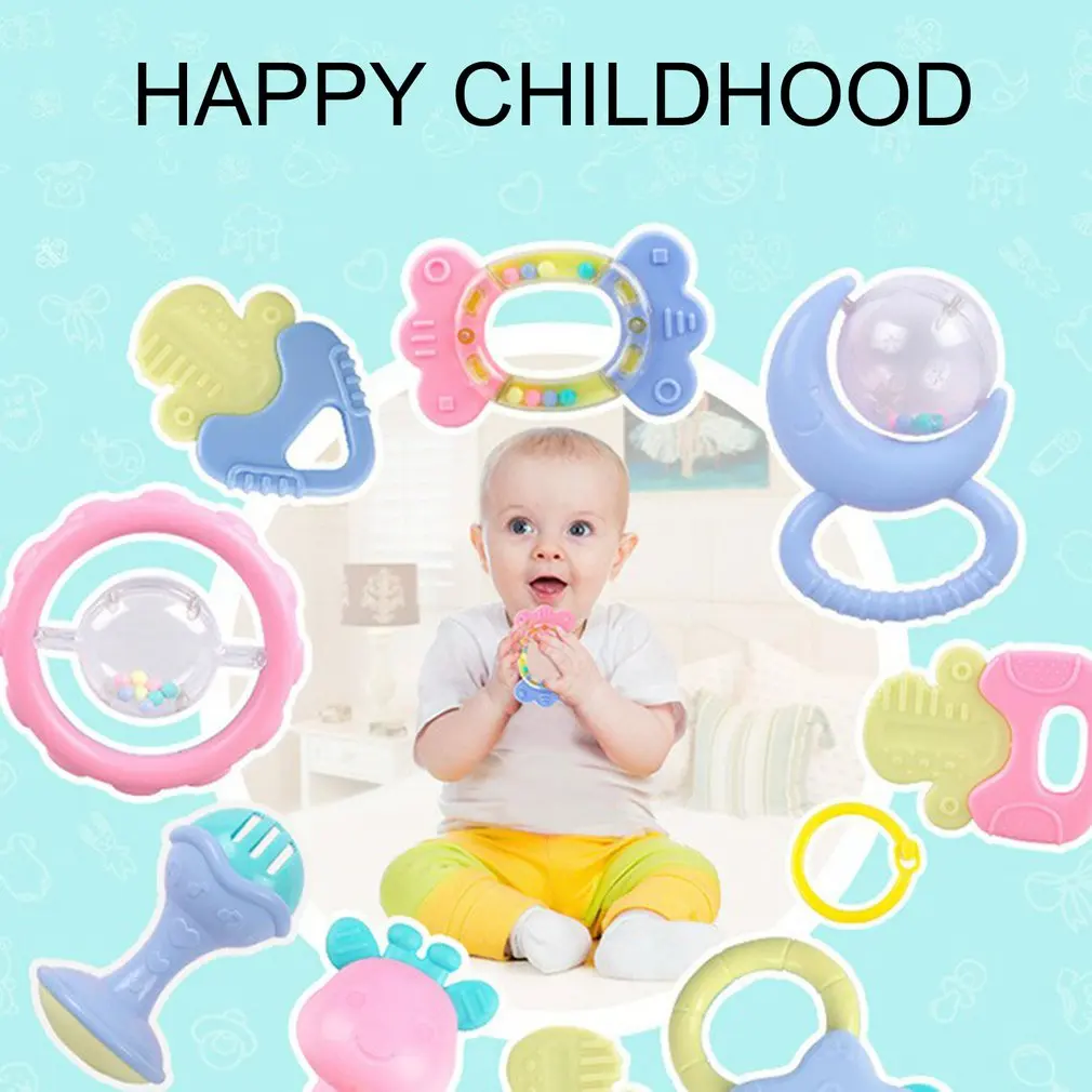 4pcs Newborn Teether Infant Toys Early Learning New Born Wrist Rattle Teething Rattles Toy For Educational Toy Teethers Gift
