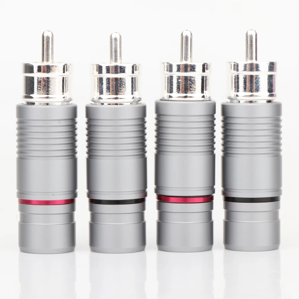 R1751 high end qualidade superior banhado a prata rca conector de áudio alta fidelidade rca macho plug conector adaptador