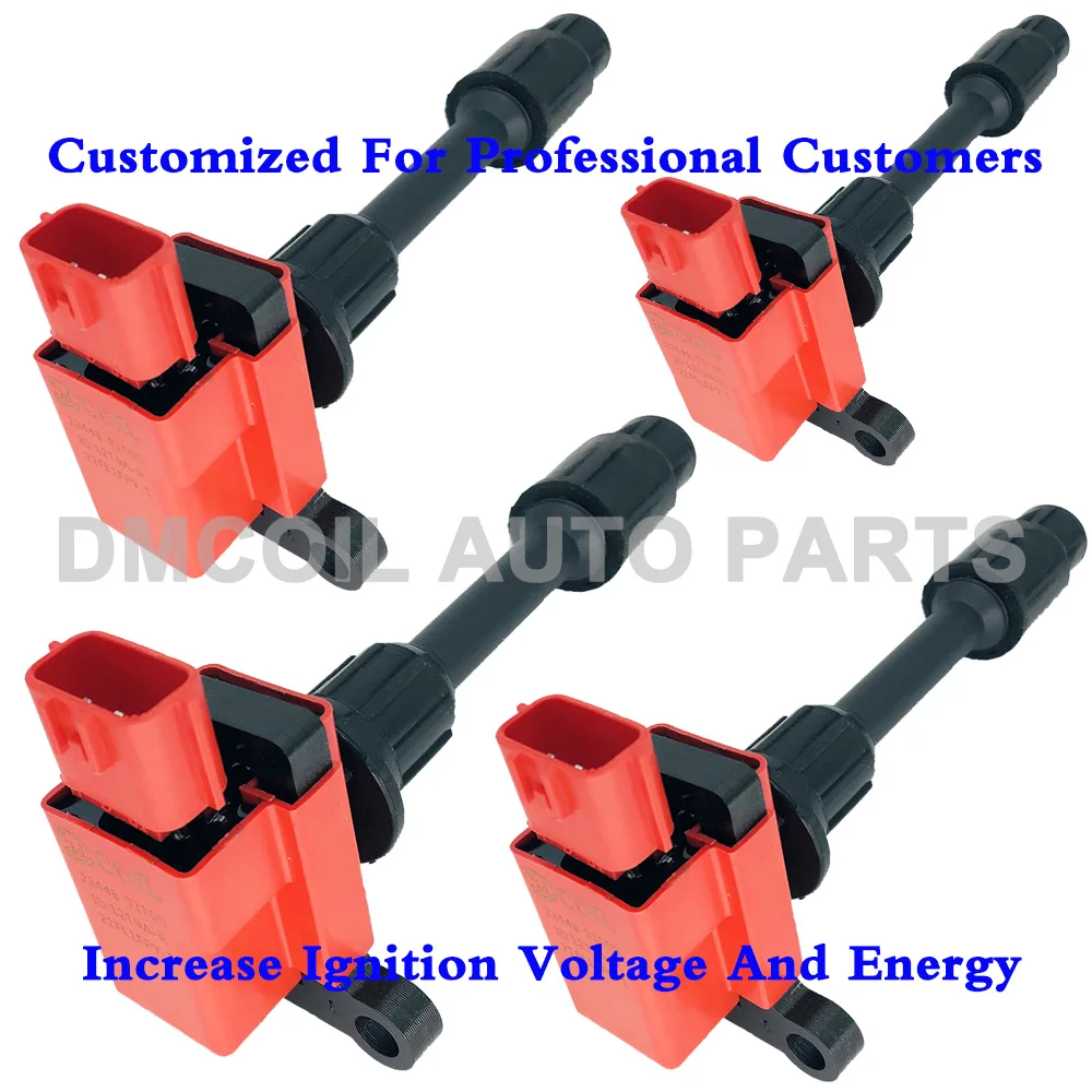 4 PCS RED PERFORMANCE IMPROVED IGNITION COIL FOR NISSAN X-TRAIL SILVIA S14 S15 MAZDA MILLENIA S 2.3L 1993-2007 22448-91F00