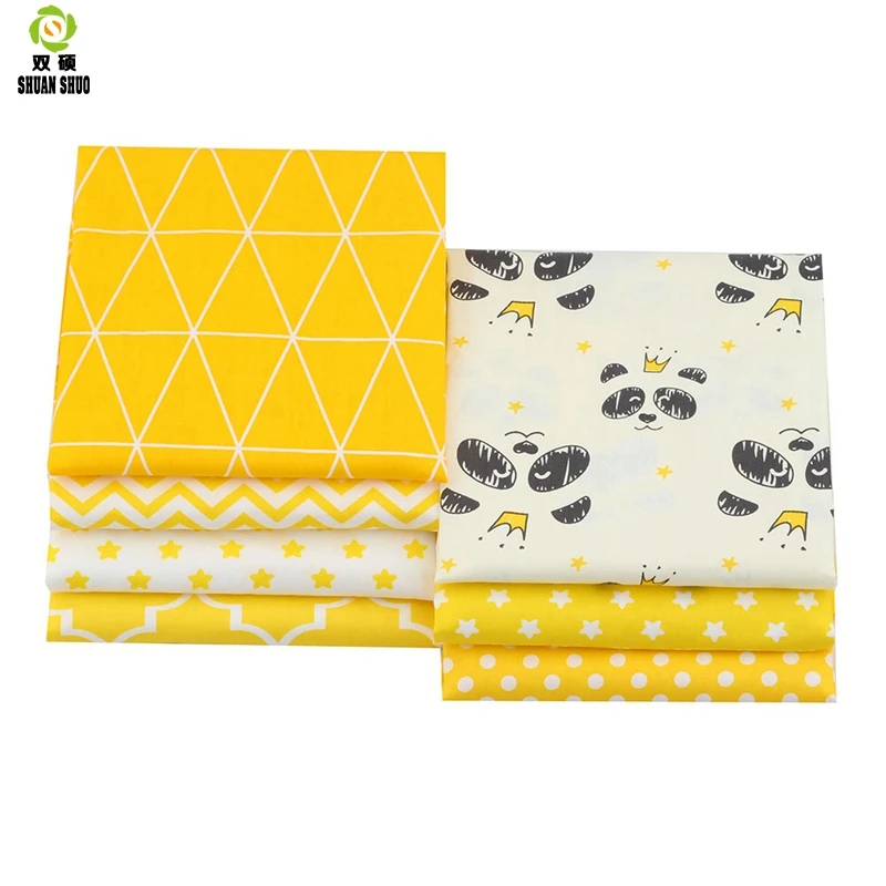 Shuanshuo Yellow Series Cotton Patchwork Fabric  Fat Quarter Bundles Fabric For Sewing Doll Cloths 40*50cm 35pcs/lot