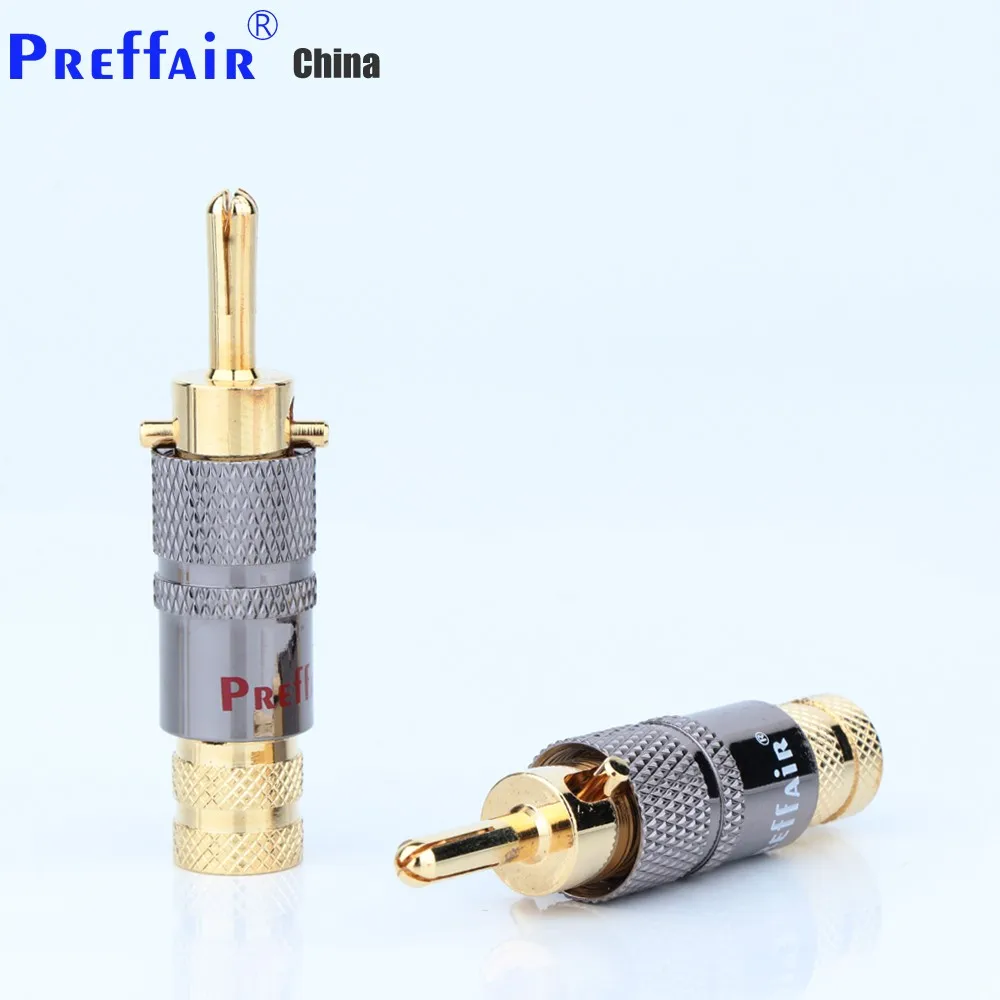 Preffair Gold-Plate Banana Plug With Lock Red And White Speaker Amplifier Connector Speaker Cable Banana Plug BA1457