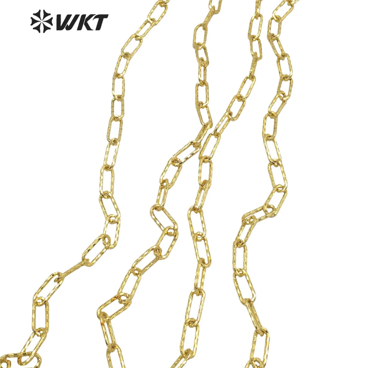 

WT-BC167 Wholesale Fashion Gold Plated Resist Tarnishable Big Long link oval Chain for Jewelry necklace Brass Chain