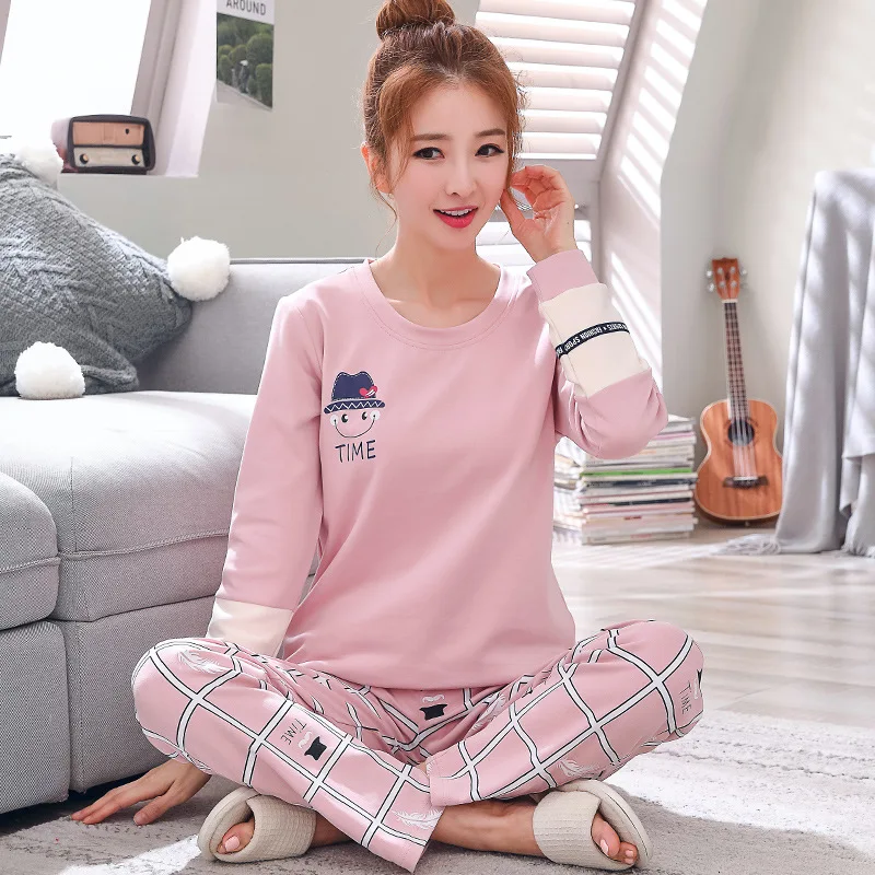 womens Pajamas Set Autumn Winter Thicken Cotton Pyjamas Women Cartoon Pijama Pattern Pajamas Set Thin Pijama Mujer Sleepwear