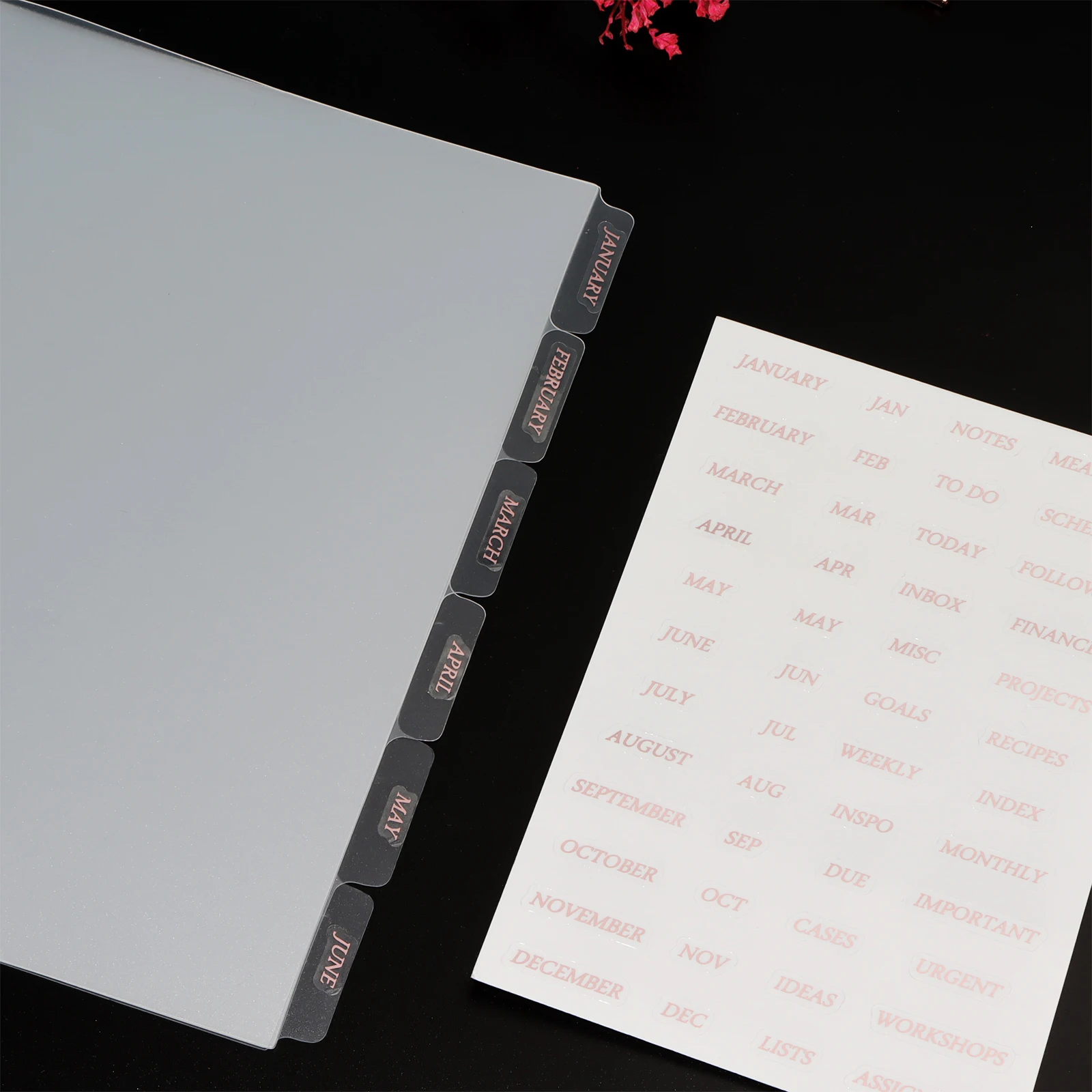 A5 Transparant Wit 6 Oren 6 Gaten Divider Met Rose Gold Sticker Note Maand Plan Index Divider (2Set + 1 Sticker)