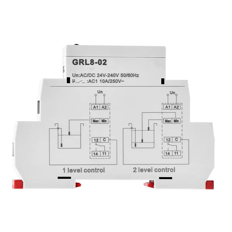 GRL8 Water Level Relay Electronic Liquid Level Controller 10A AC/DC24V-240V Liquid Level Control Relay Din Rail