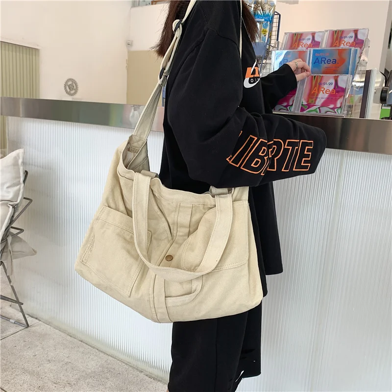 Fashion Canvas Women Bag Large Capacity Women Handbags Brand Designer Female Tote Bag Casual Shoulder Messenger Bags For Women