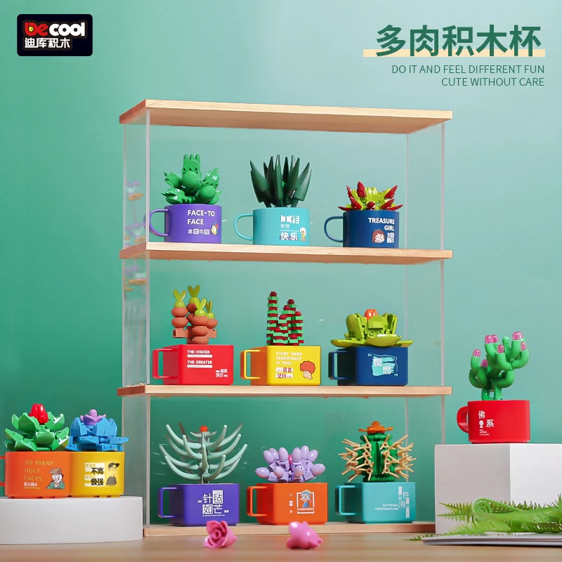 

DECOOL Succulent Cup Potted Plants Flowers Building Blocks Rose Bonsai Bouquet Bricks Toys For Children's Christmas XMAS Gifts