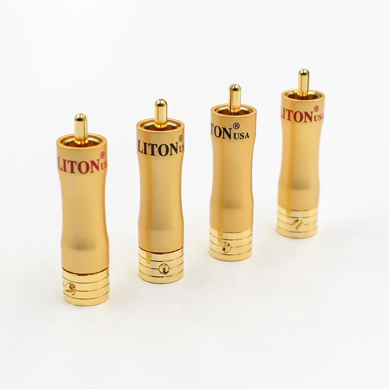 4pcs LITON copper plated gold-plated solderless RCA plug connector banana terminal plug 8mm terminal post made in USA