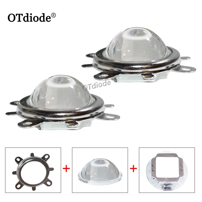 44mm soczewka LED 60-80 stopni szklana soczewka led + kolimator odblaskowy + stały wspornik hoder zestaw do dużej mocy dla 30W 50W 70W 100W