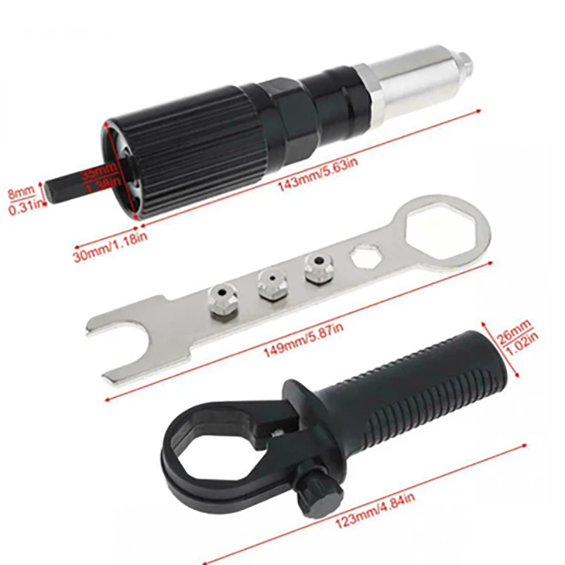 Electric Rivet Gun Nut Riveting Tool Cordless Riveting Drill Adaptor Insert Rivet Nut Tool Multifunction Nail Auto Rivet Set