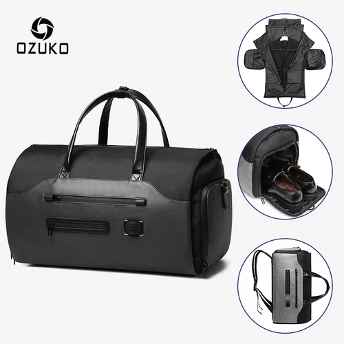 OZUKO, bolso de viaje multifunción para almacenamiento de traje para hombre, bolso de equipaje de gran capacidad, bolso de viaje impermeable para hombre, bolso de bolsillo para zapatos