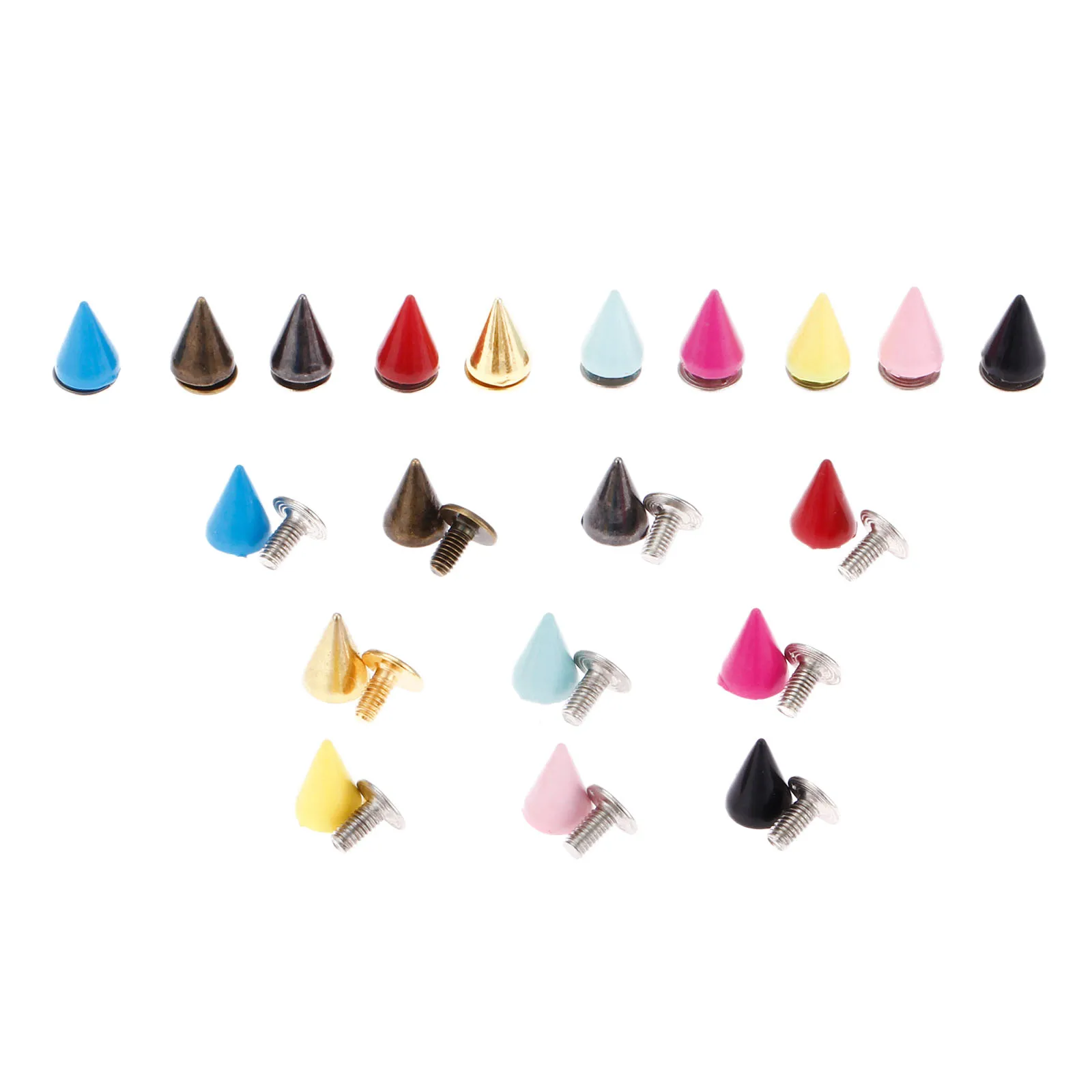20 Pcs Metal Screws Knob Tip Rivets Handbag Belt Shoes Punk Apparel Leather Buckles Crafts DIY Handmade Bullet Rivet Stud Spikes