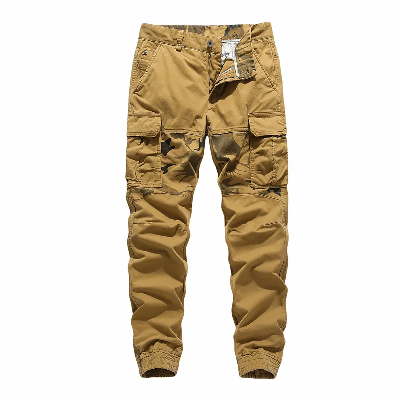 Fashion Cargo Pants Men Streetwear Leisure Thick Cotton Jogger Pants Multi Pockets Ankle Banded Man Casual Trousers MY193