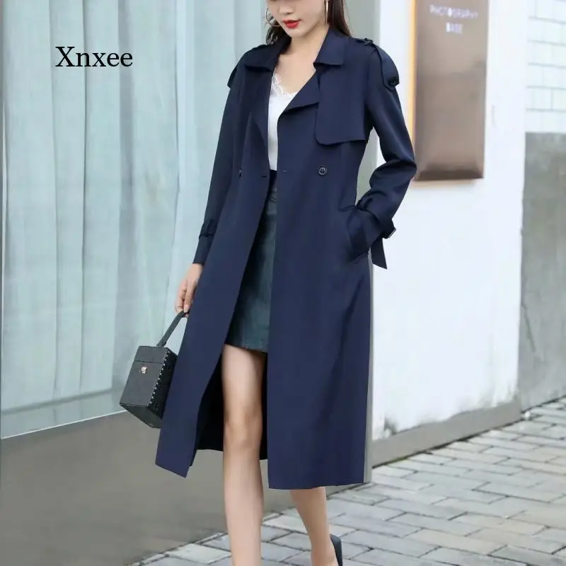 

2021 Autumn Windbreaker Fashionable Green Long Coat Women Winter New Trench Lapel Long Sleeves with Belt Ladies Clothing Outfits