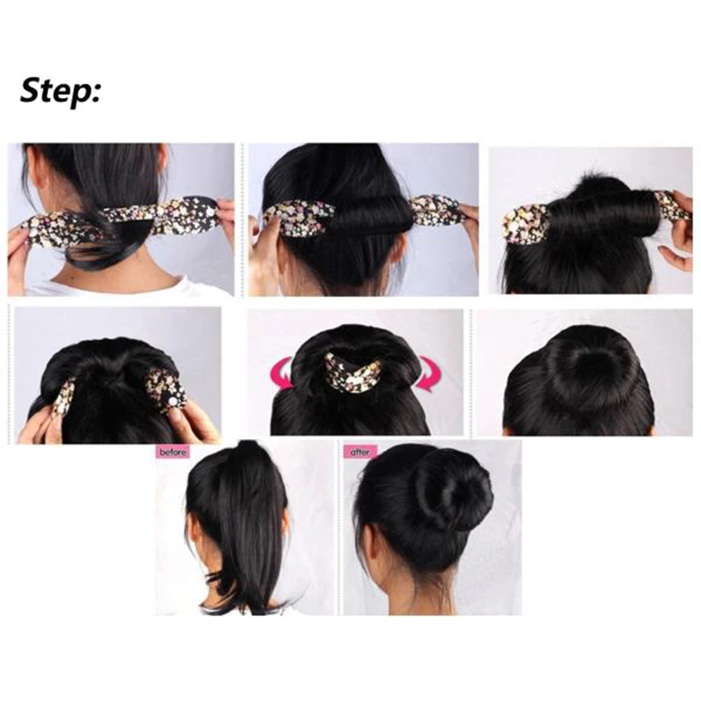 Fashion Women Sponge Hair Twist Styling Clip Stick Bun Maker Braid Magic Tool Hair Accessories Floral Polka Dot Female Hairband