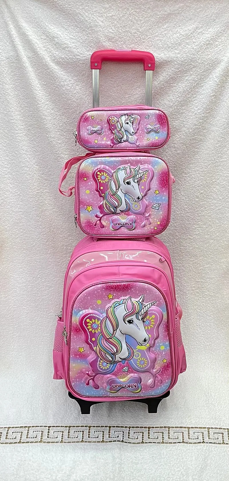 

School Rolling backpack Bags kids School trolley bag with lunch bag school wheeled backpack for boys school bag wheels for girls