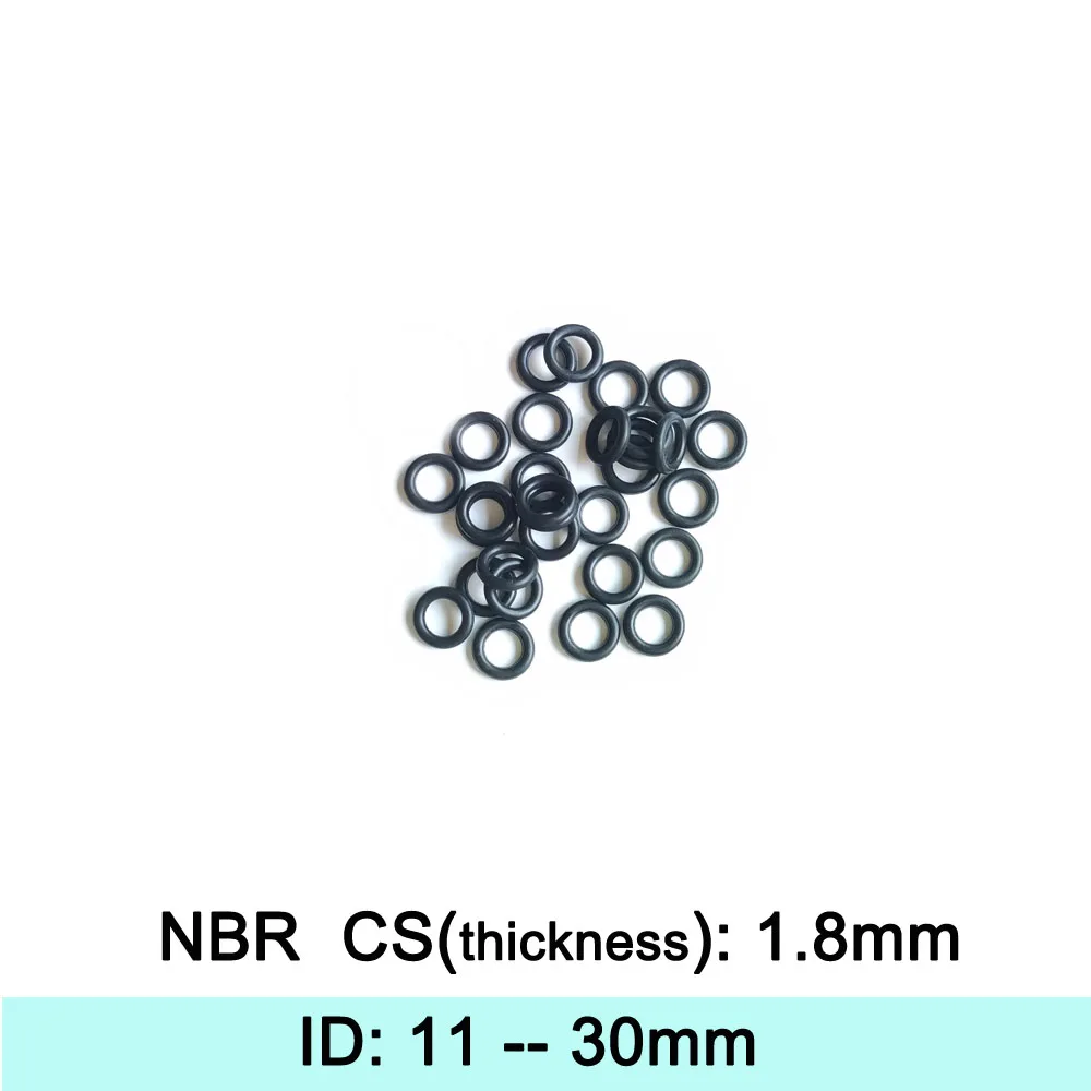 NBR Rubber Ring Gasket C/S 1.8mm  ID 11/11.8/12.5/14/15/16/17/18/19/20/21.2/22.4/23.6/25/28/30mm O Ring Seal Washer