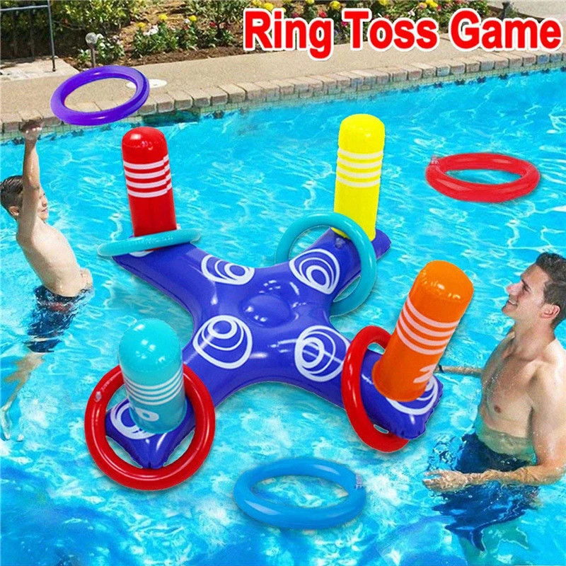 Inflatable Ring Throwing Ferrule Inflatable Ring Toss Pool Game Toy Kids Outdoor Pool Beach Fun Summer Water Toy