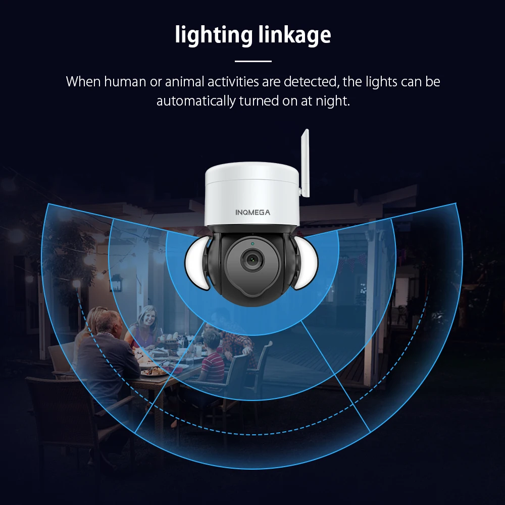 INQMEGA 5MP Wifi TUYA CAMERA Smart Cloud PTZ IP Camera Outdoor Foodlight Google Home Alexa Video Surveillance Cam for Yard