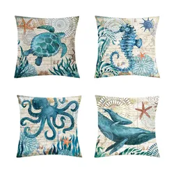 Zeeschildpad Kussenhoes Octopus Decoratieve Kussensloop Walvis Zeepaard Kussensloop