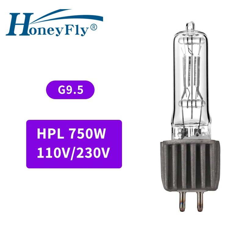 

HoneyFly G9.5 Halogen Lamp Bulb With Radiator 230V 110V 750W HPL Capsule Clear 20000LM Stage Imaging Lamp Warm White