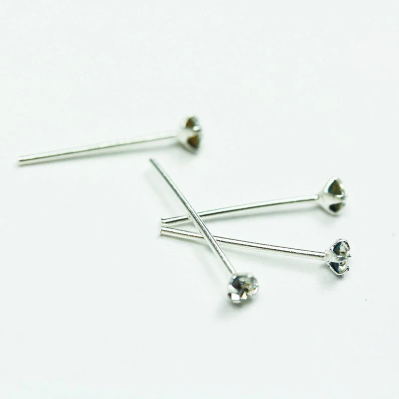 24G 100% 925 Sterling silver 2.5 mm crystal nose Pin Stud Unisex indian nose piercing jewelry 20pcs/pack